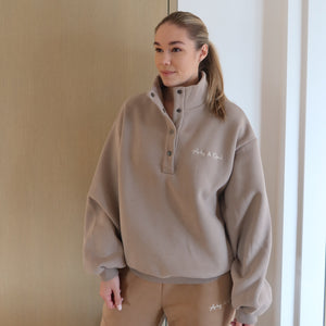 Dome Button Pullover - Taupe
