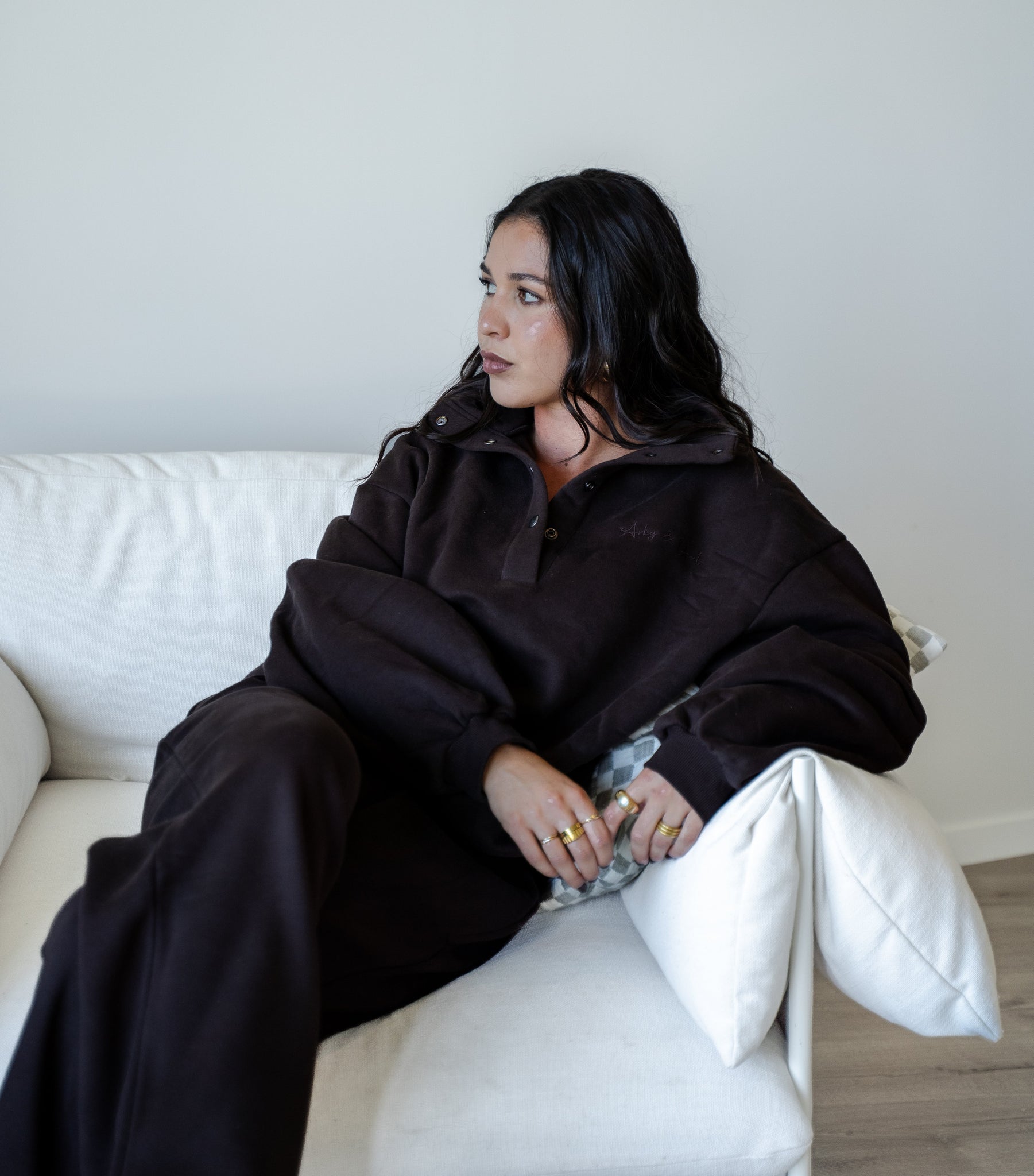 Dome Button Pullover - Cocoa Bean