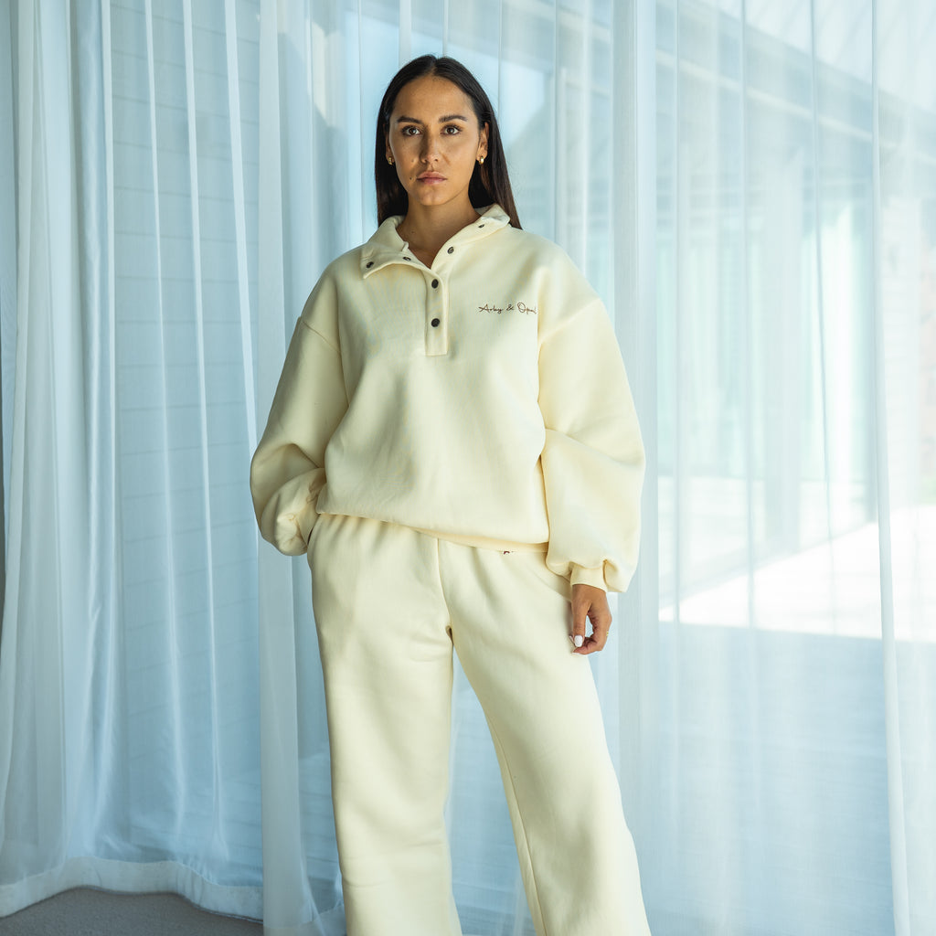 Dome Button Pullover - Buttercream