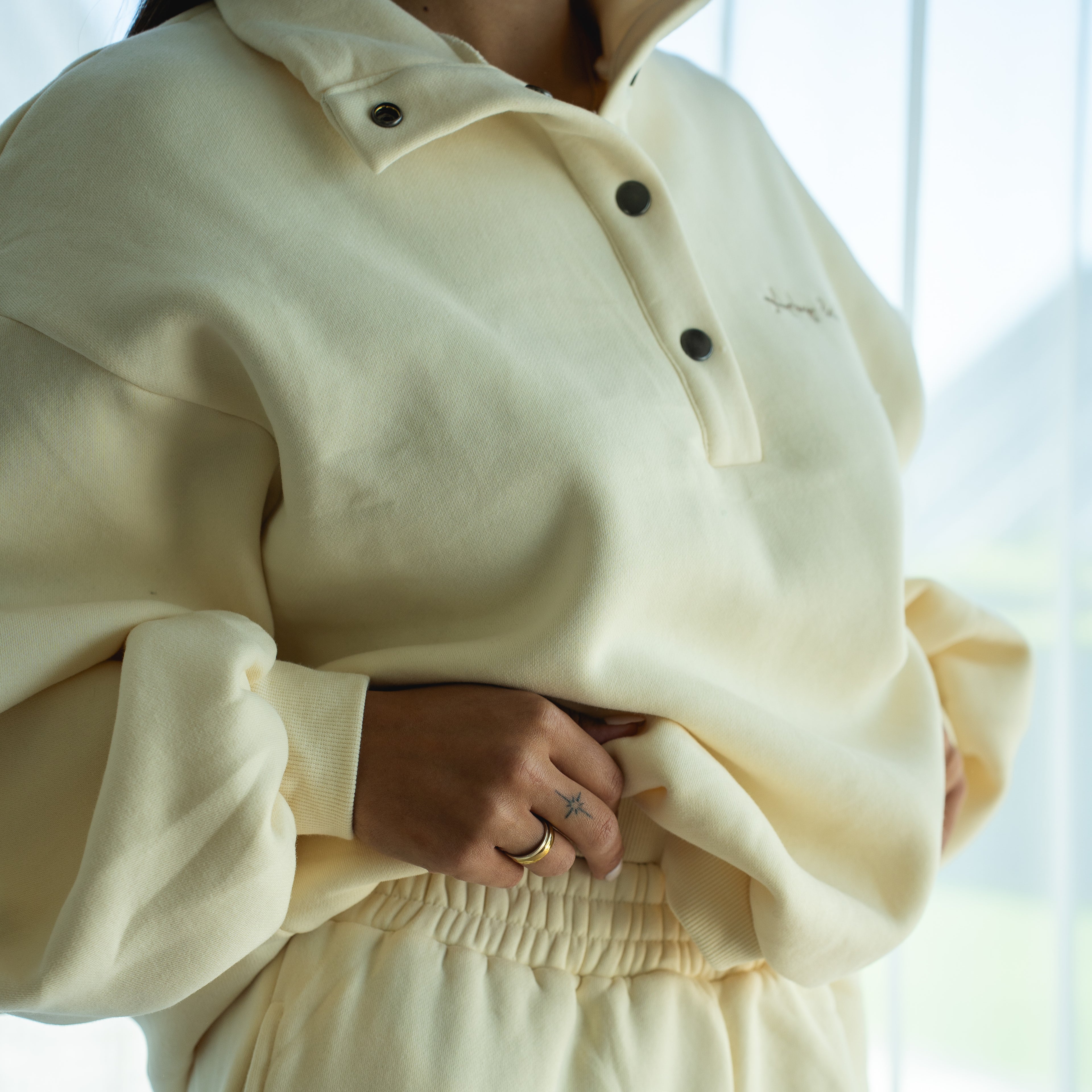 Dome Button Pullover - Buttercream