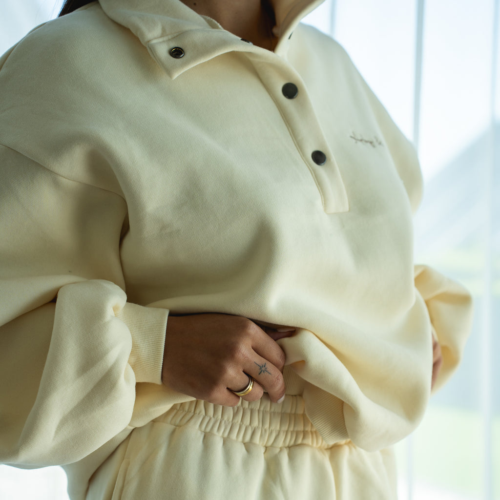 Dome Button Pullover - Buttercream