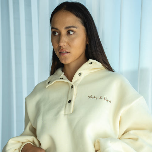 Dome Button Pullover - Buttercream