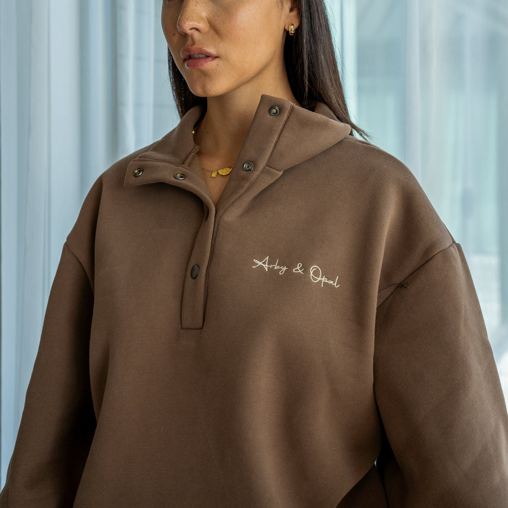 Dome Button Pullover - Cocoa