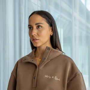Dome Button Pullover - Cocoa