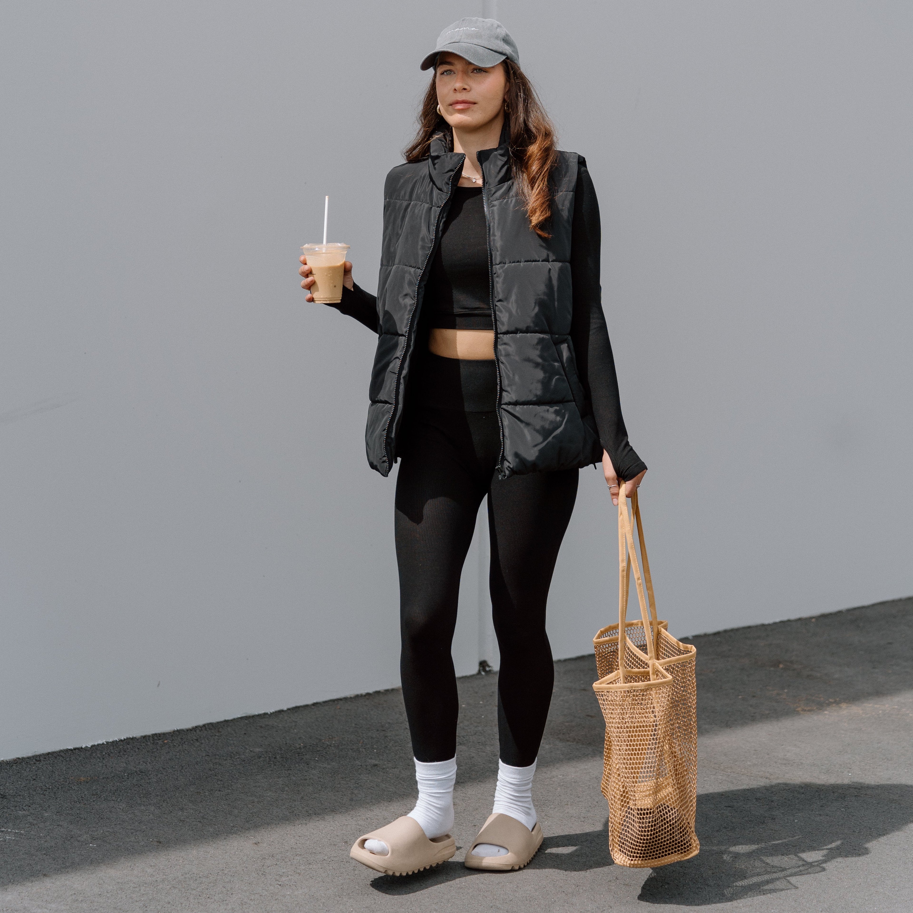 Ribbed Lounge Long Sleeve Crop - Black