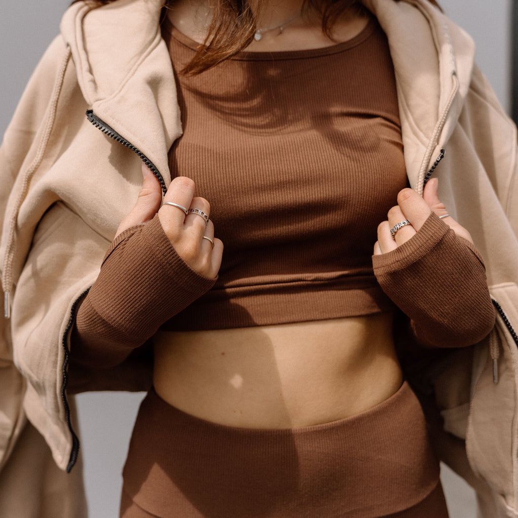 Ribbed Lounge Legging - Cocoa