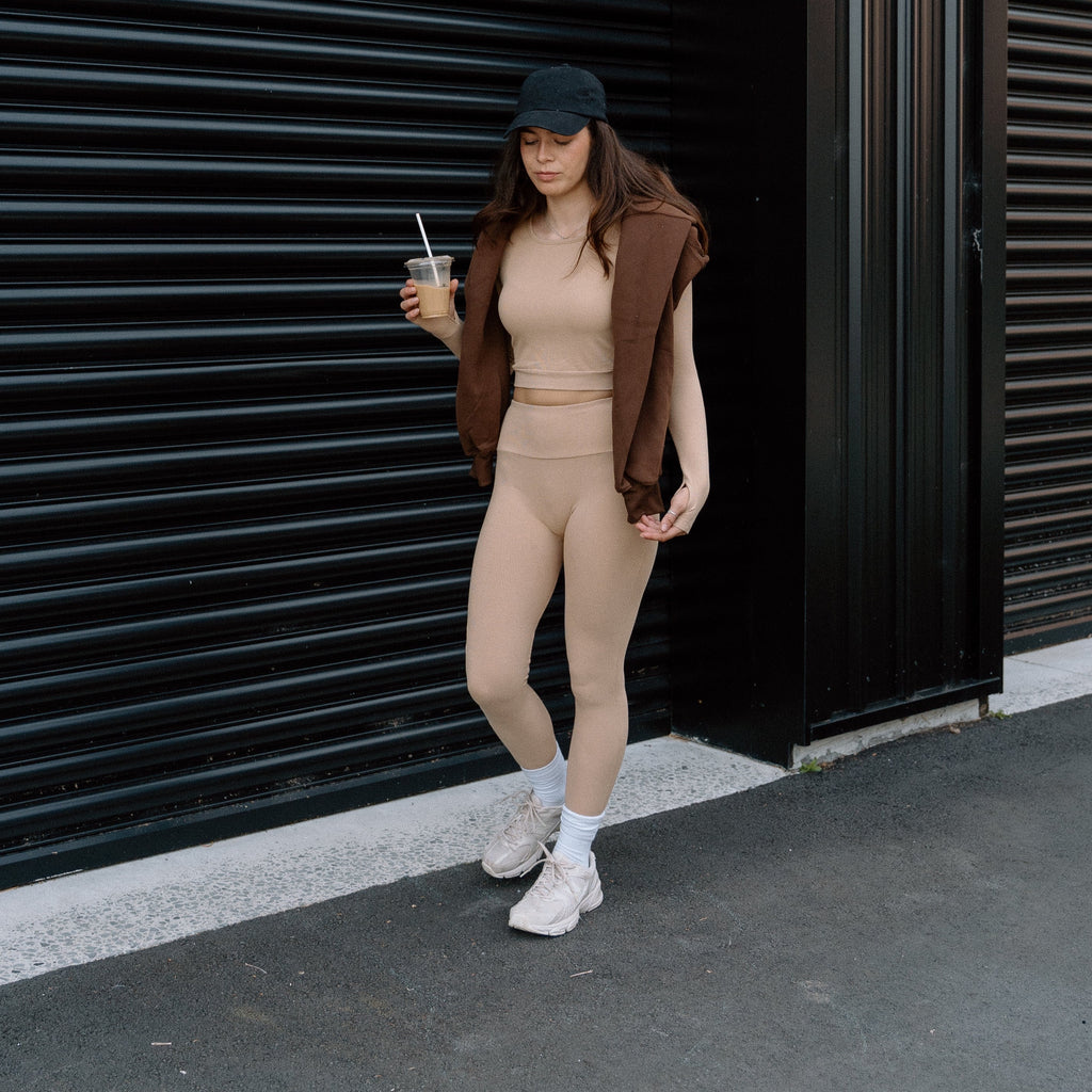 Ribbed Lounge Legging - Latte