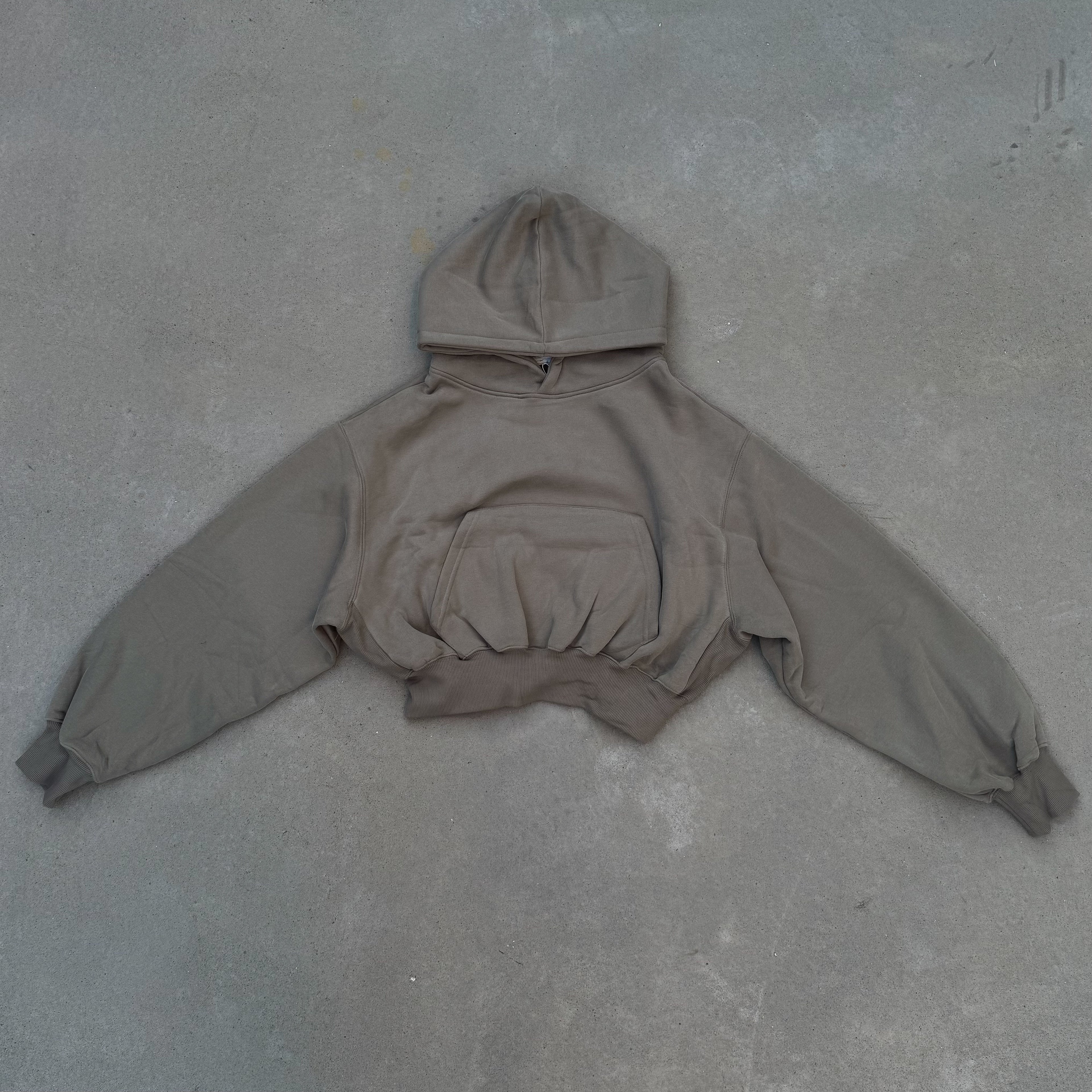 Signature Crop Hoodie - Khaki Gray