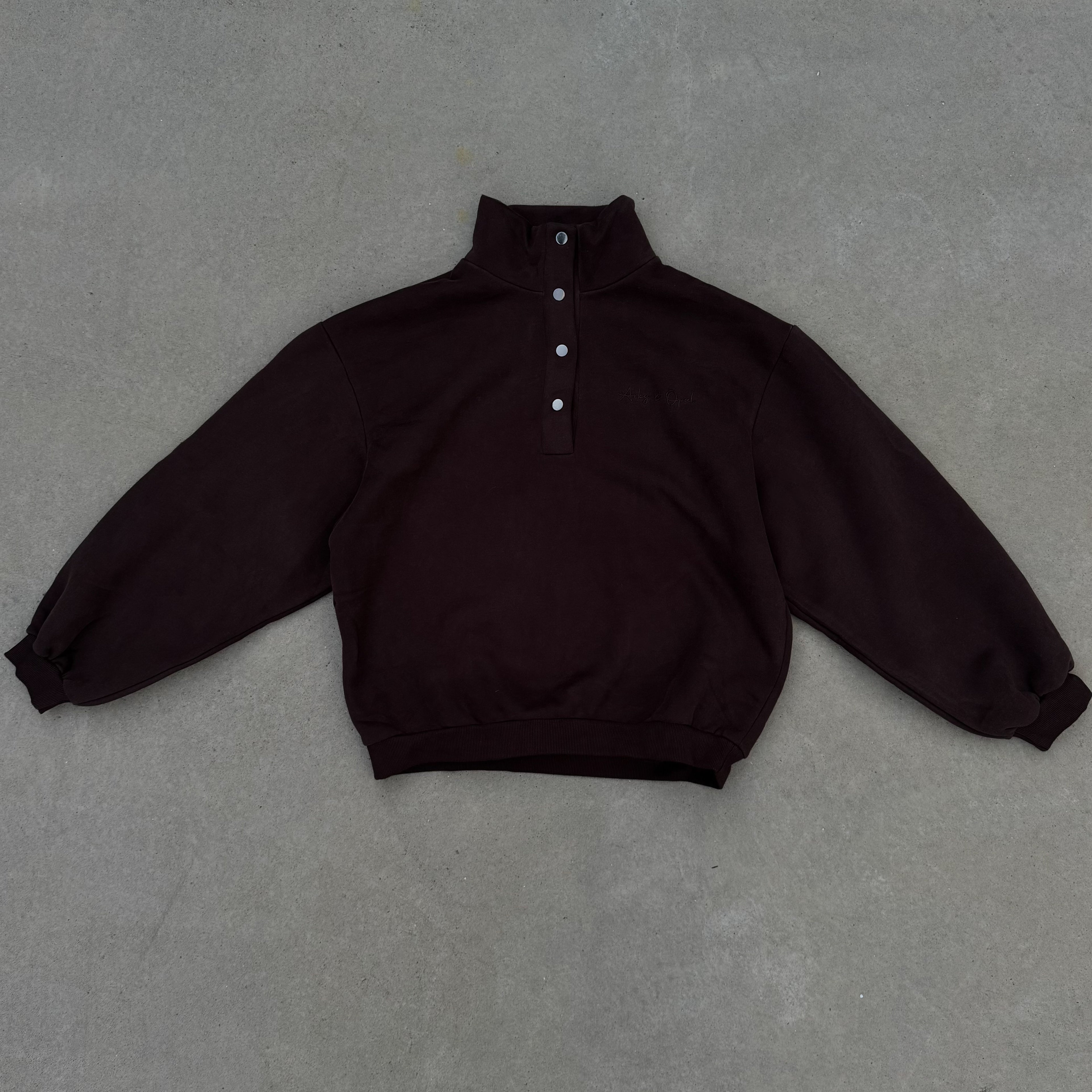 Dome Button Pullover - Cocoa Bean