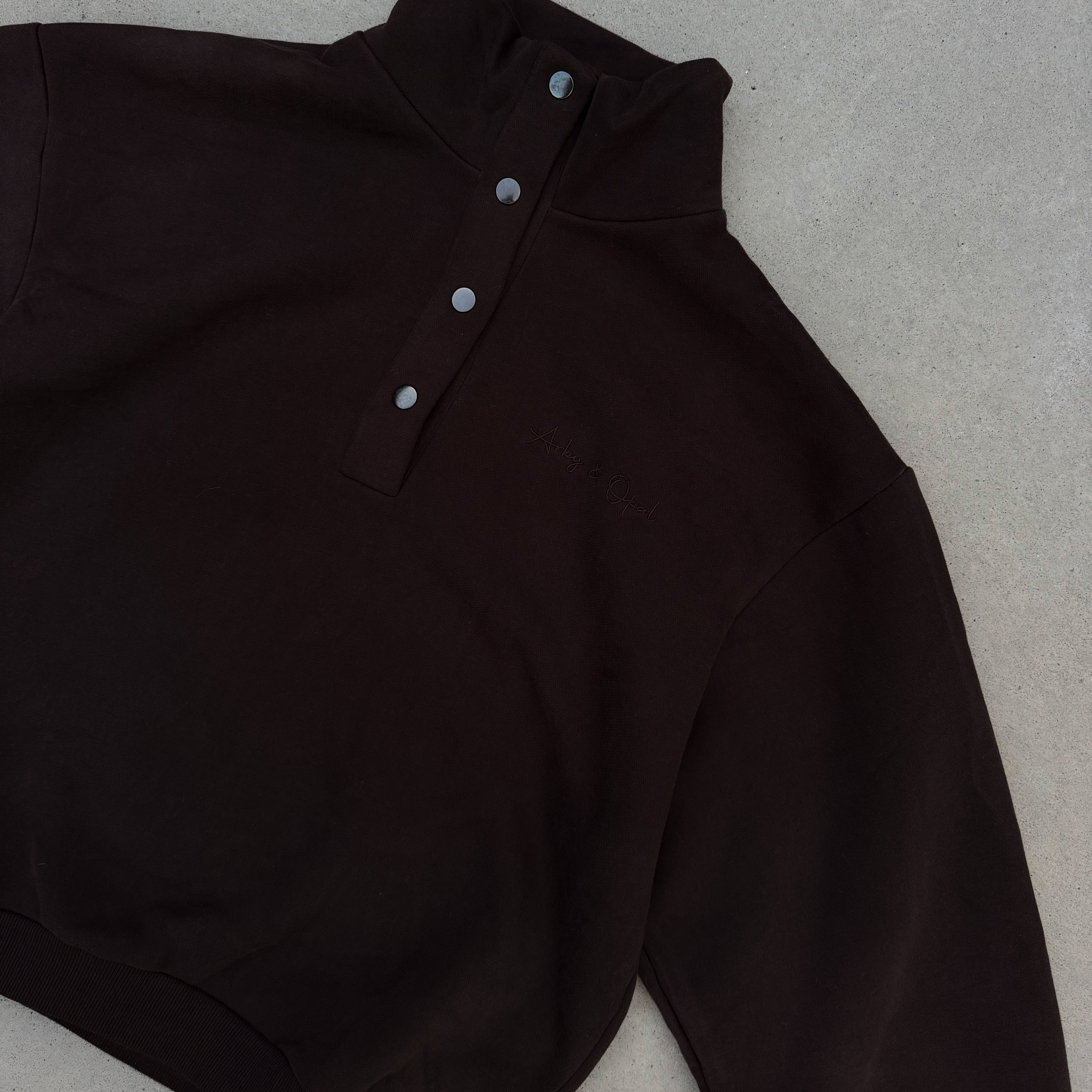 Dome Button Pullover - Cocoa Bean
