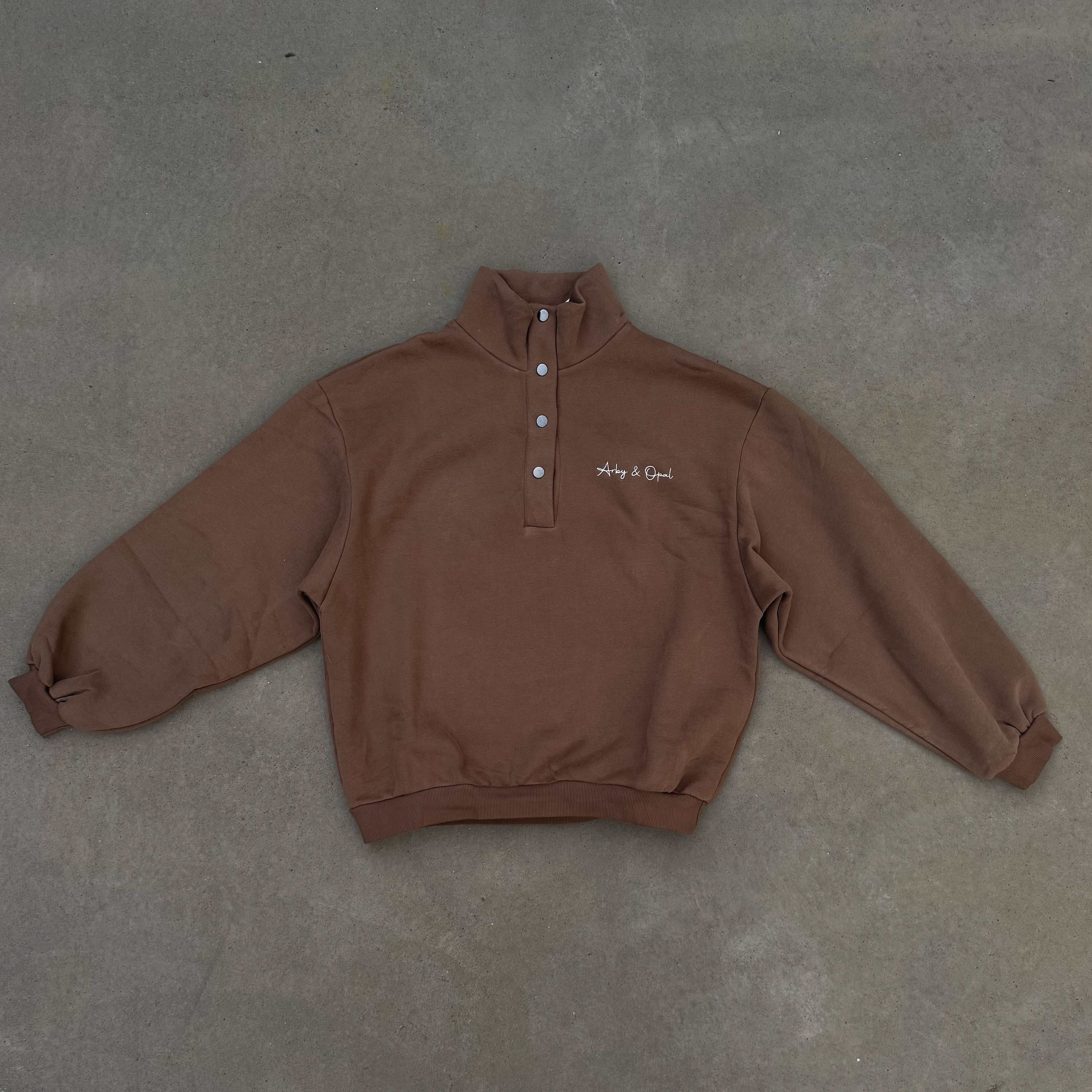 Dome Button Pullover - Cocoa