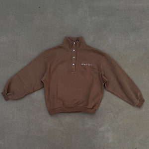Dome Button Pullover - Cocoa