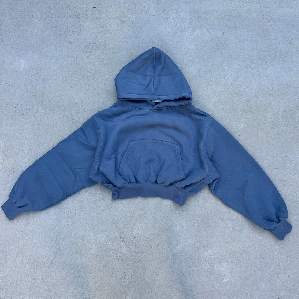 Signature Crop Hoodie - Washed Blue
