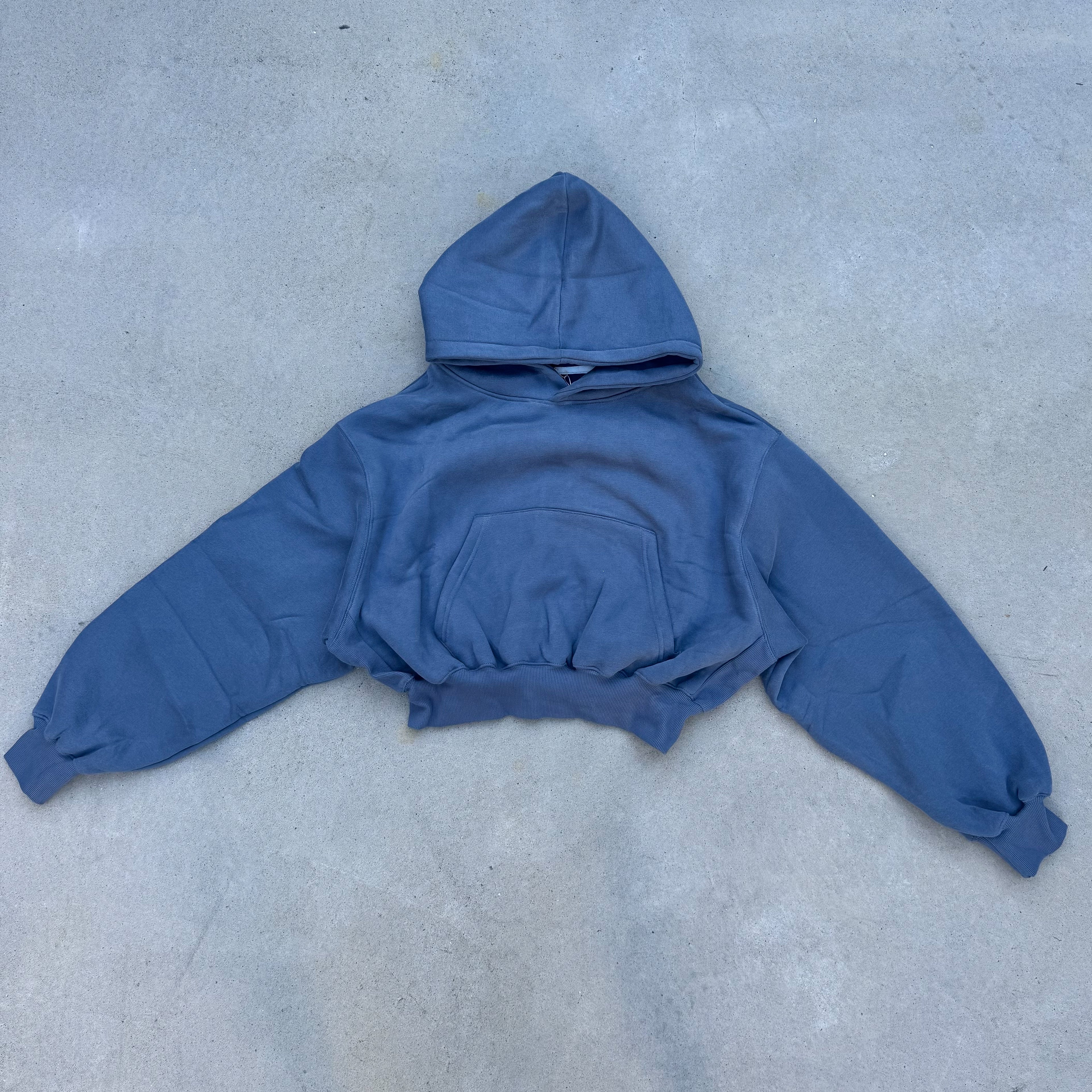 Signature Crop Hoodie - Washed Blue