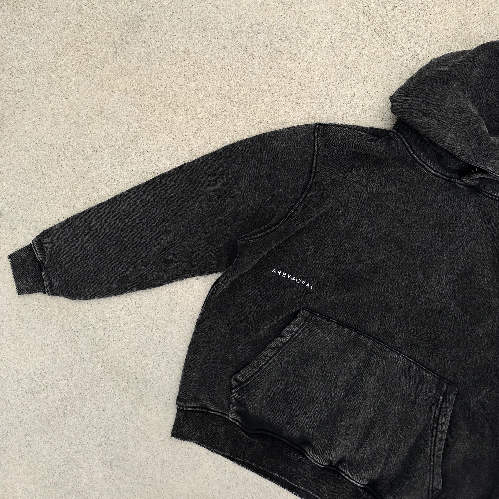 Acid Wash Hoodie - Black