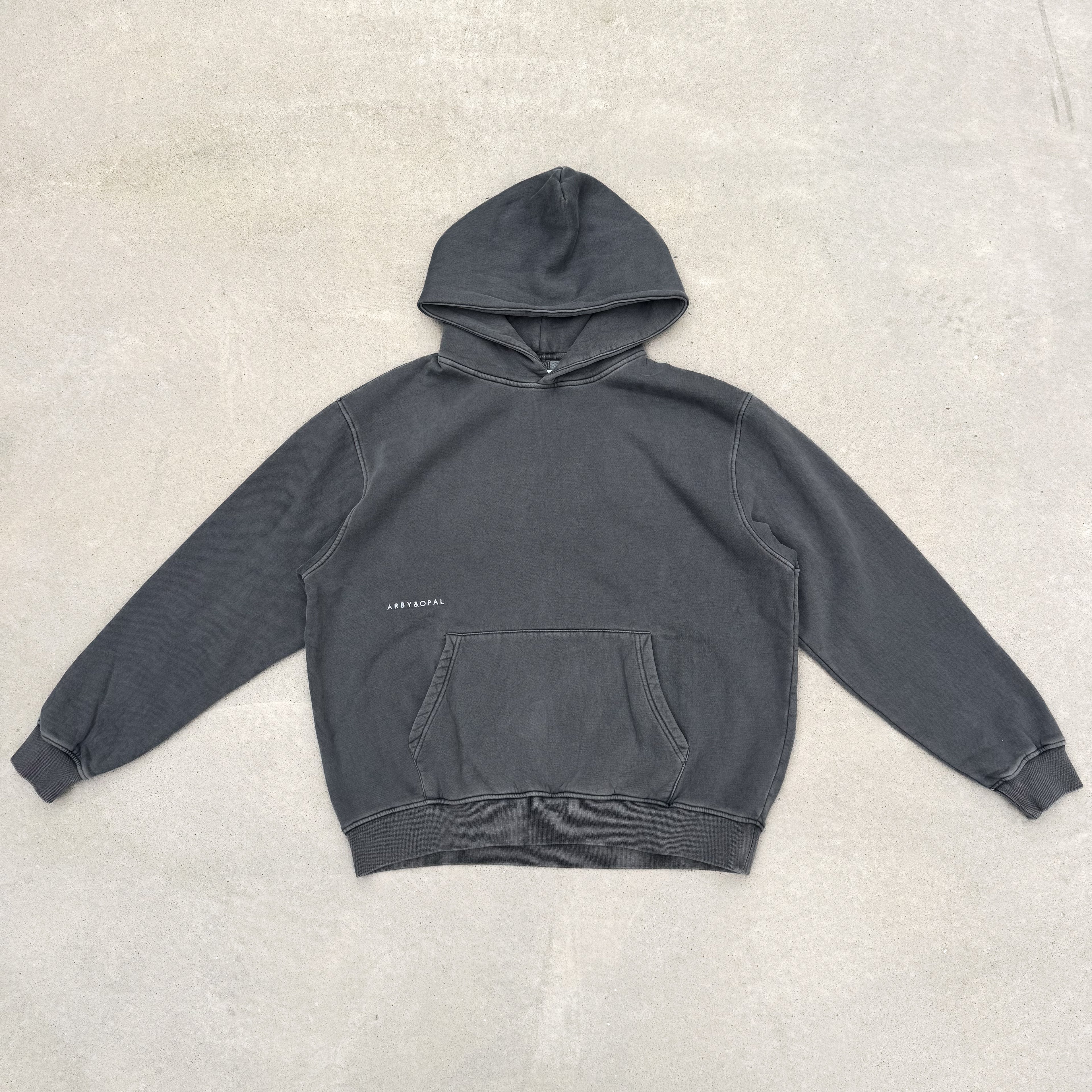 Acid Wash Hoodie -Charcoal