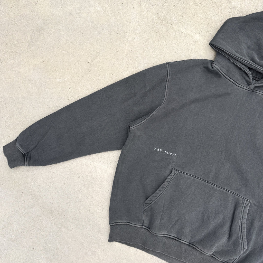 Acid Wash Hoodie -Charcoal