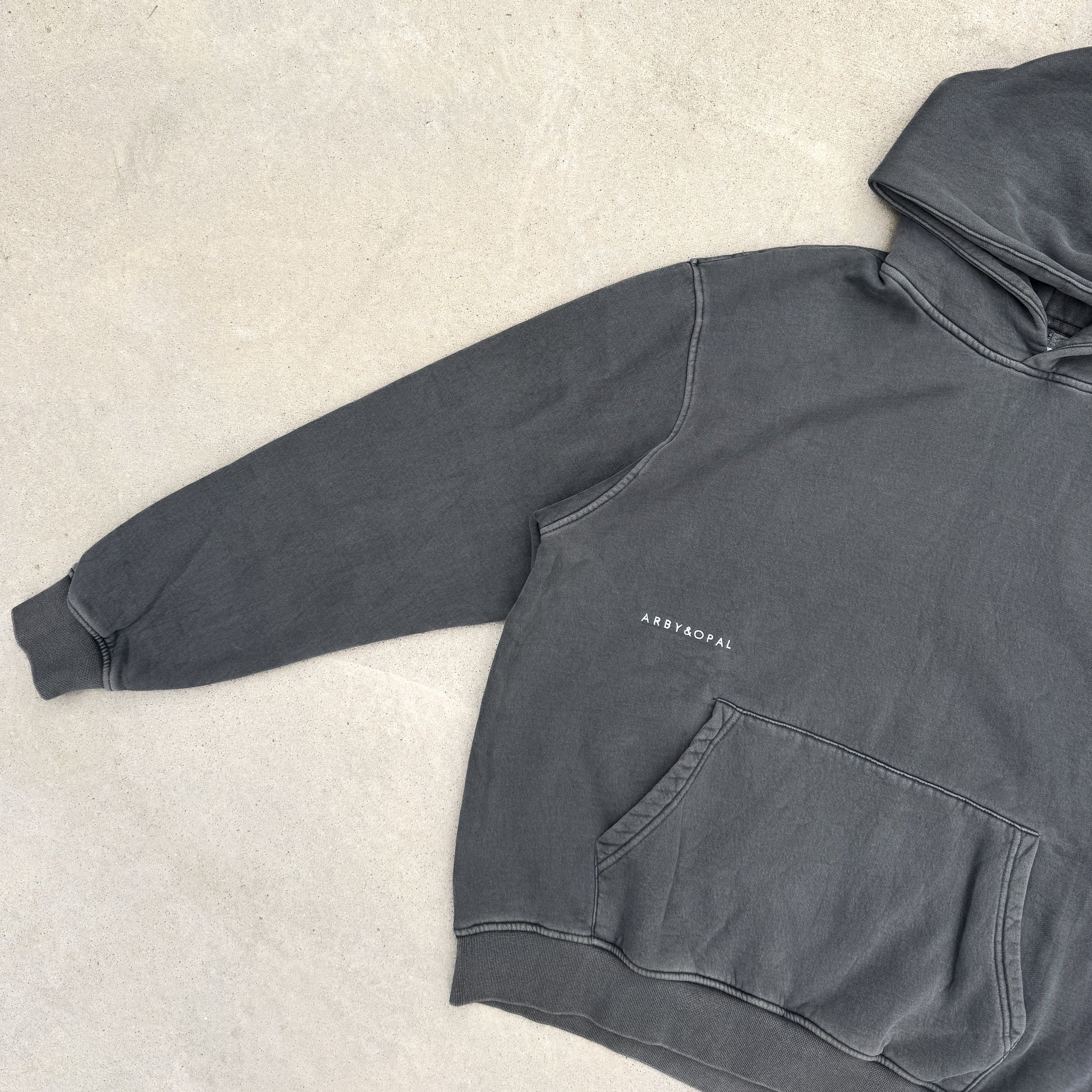 Acid Wash Hoodie -Charcoal