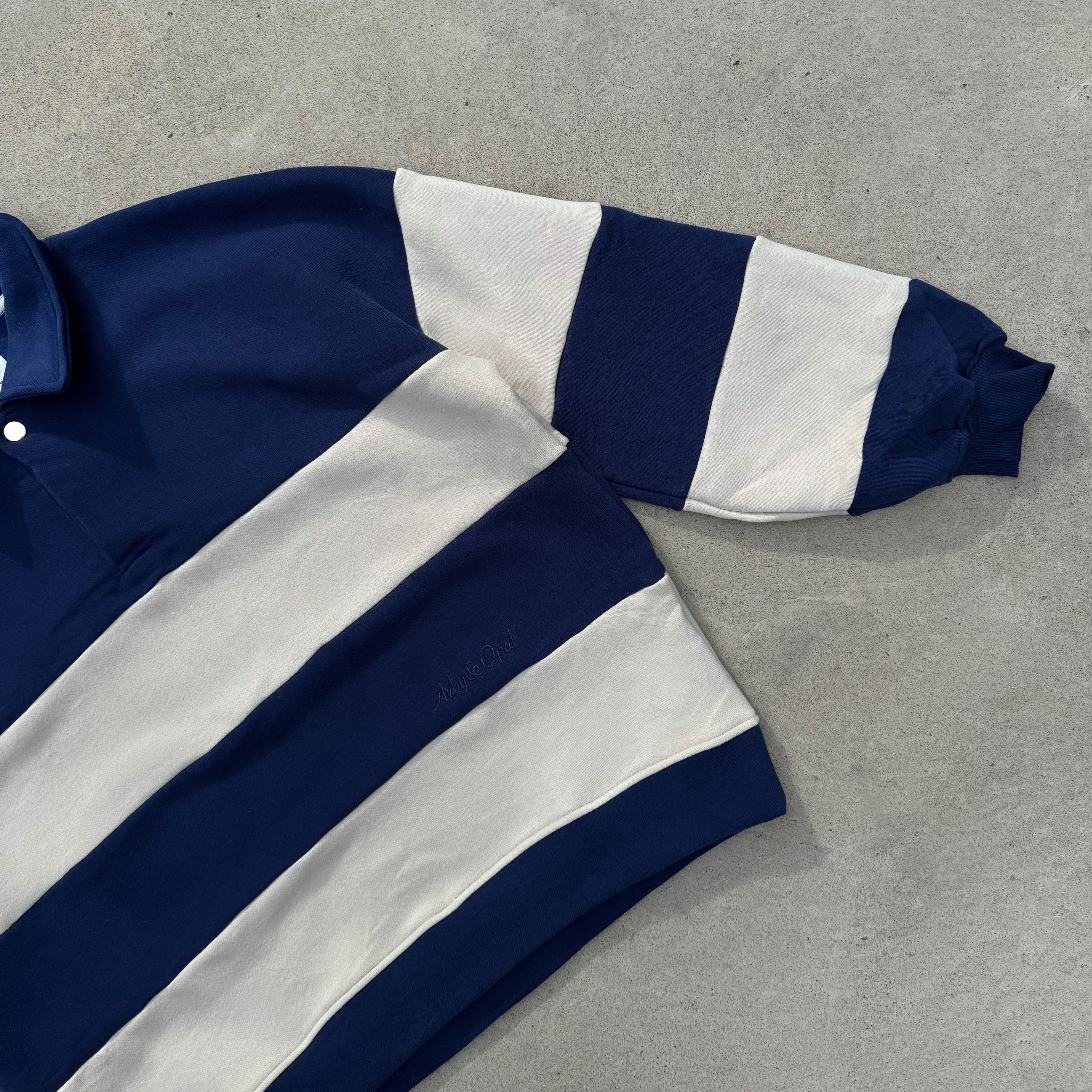Retro Polo Pullover - Navy Royal & Cream