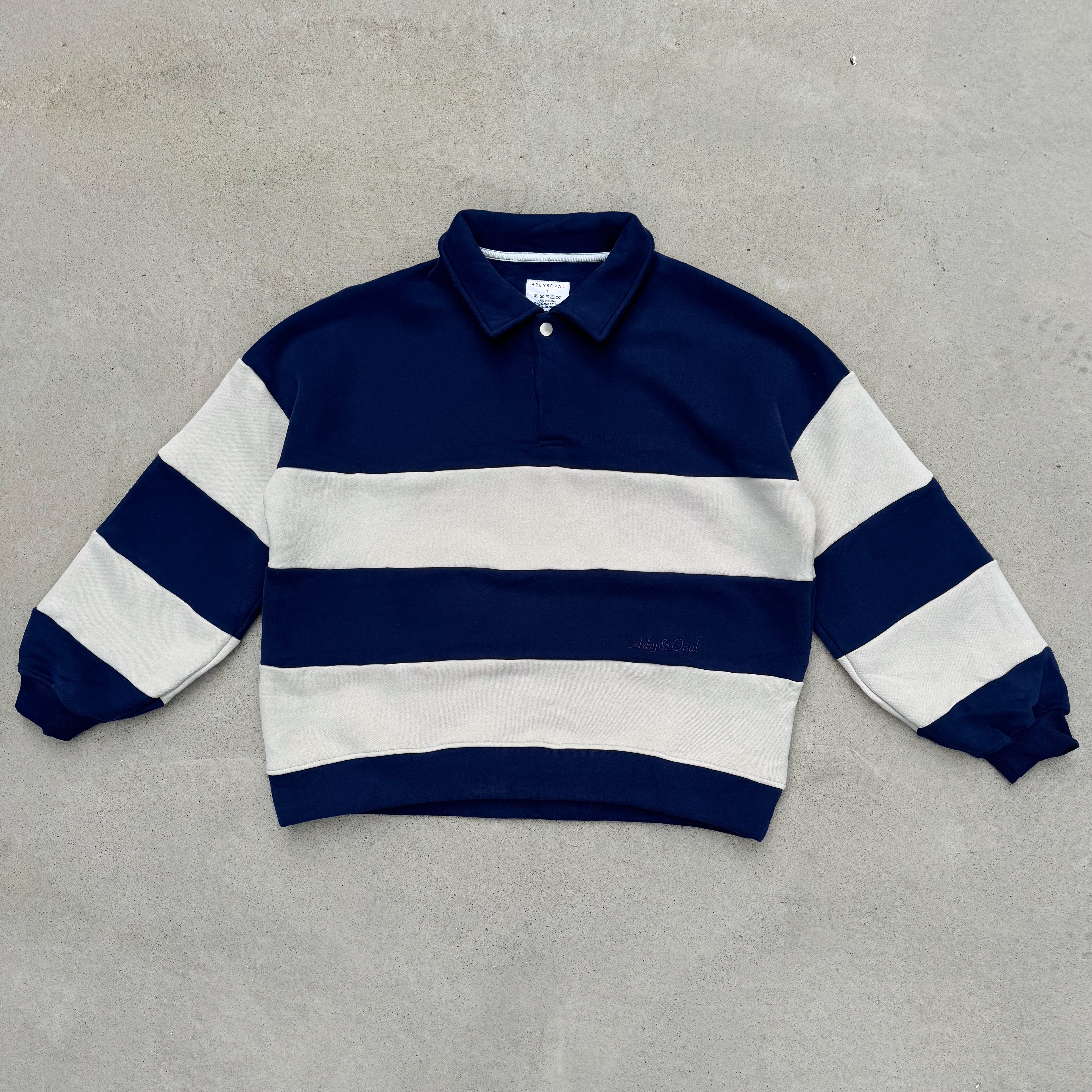 Retro Polo Pullover - Navy Royal & Cream