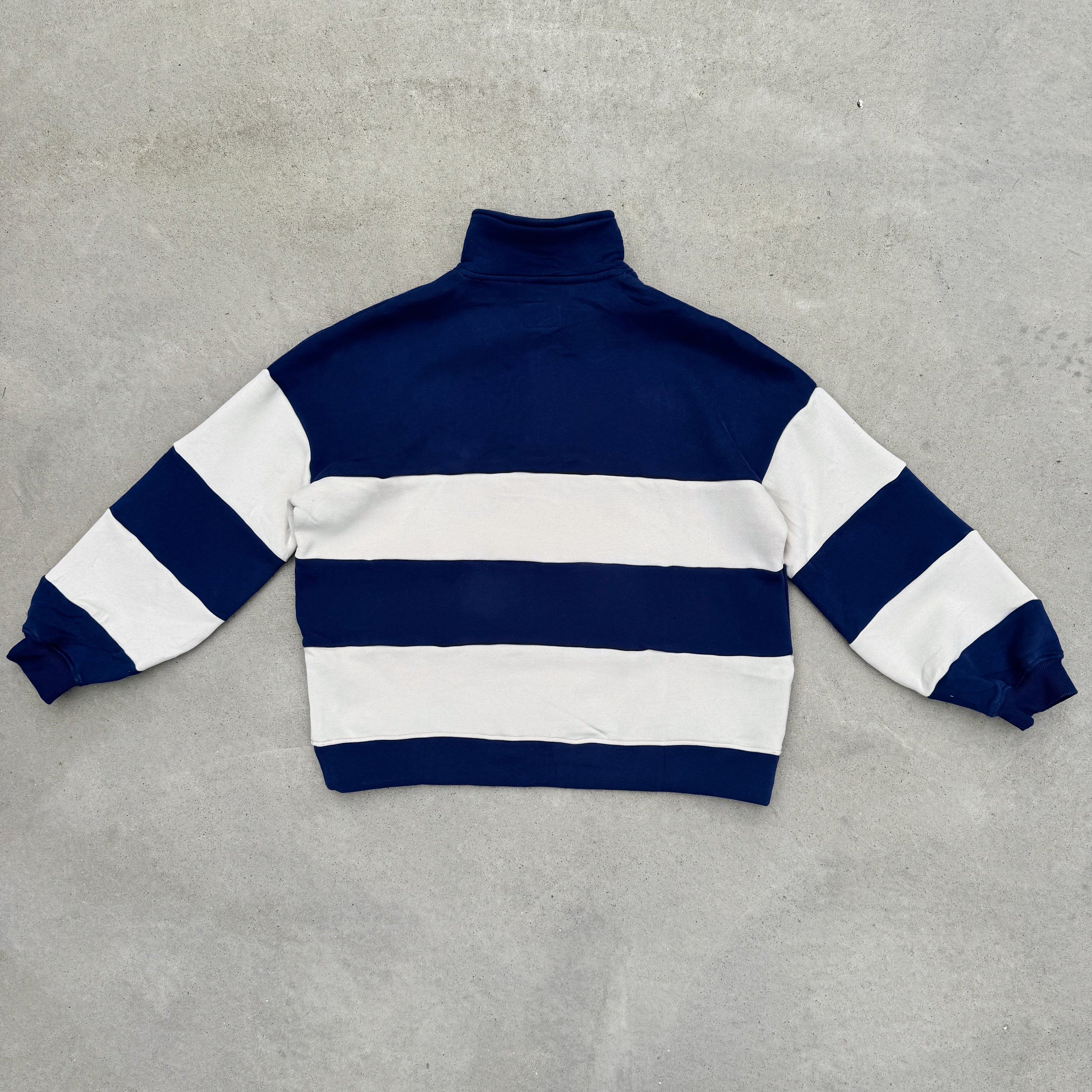 Retro Polo Pullover - Navy Royal & Cream