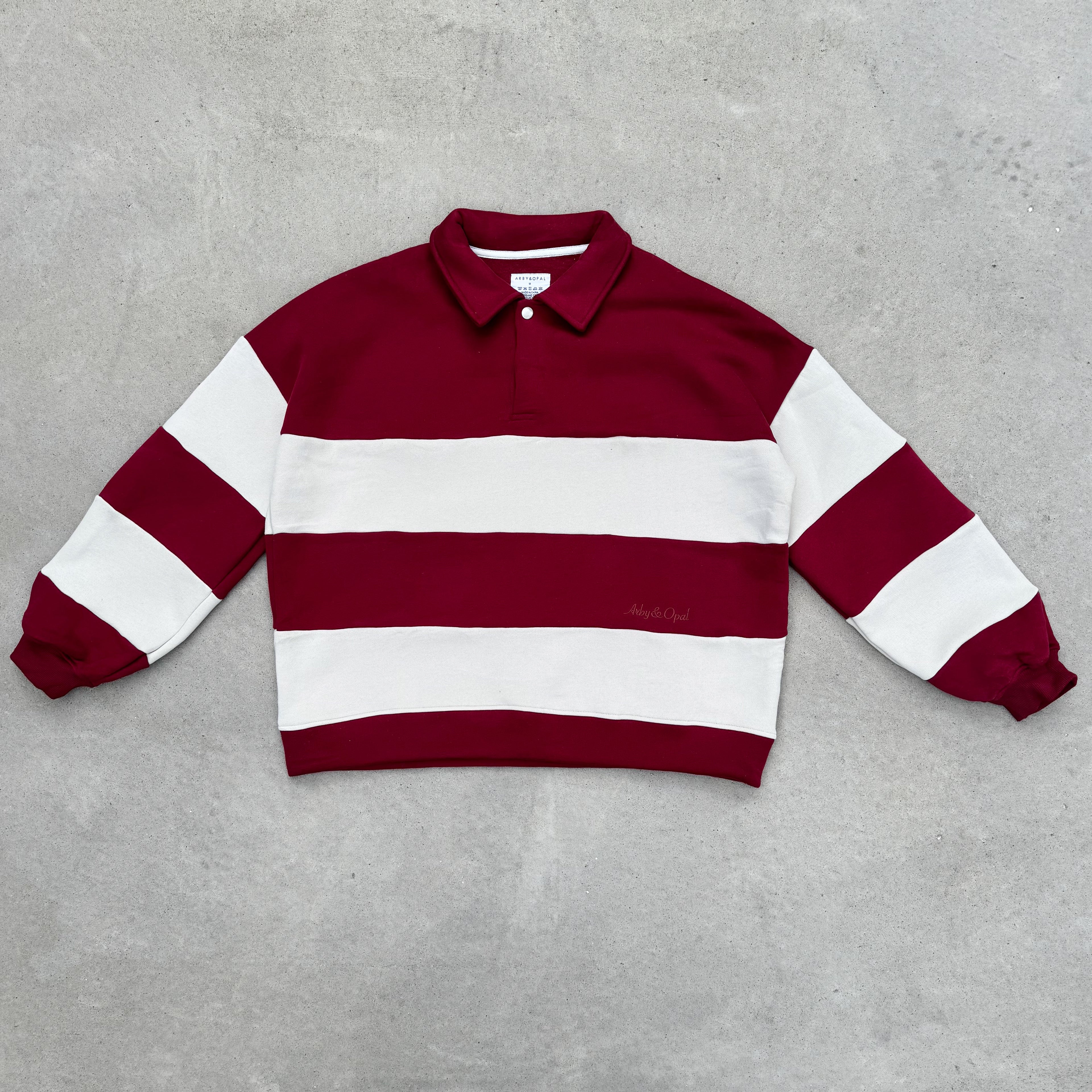 Retro Polo Pullover - Merlot & Cream
