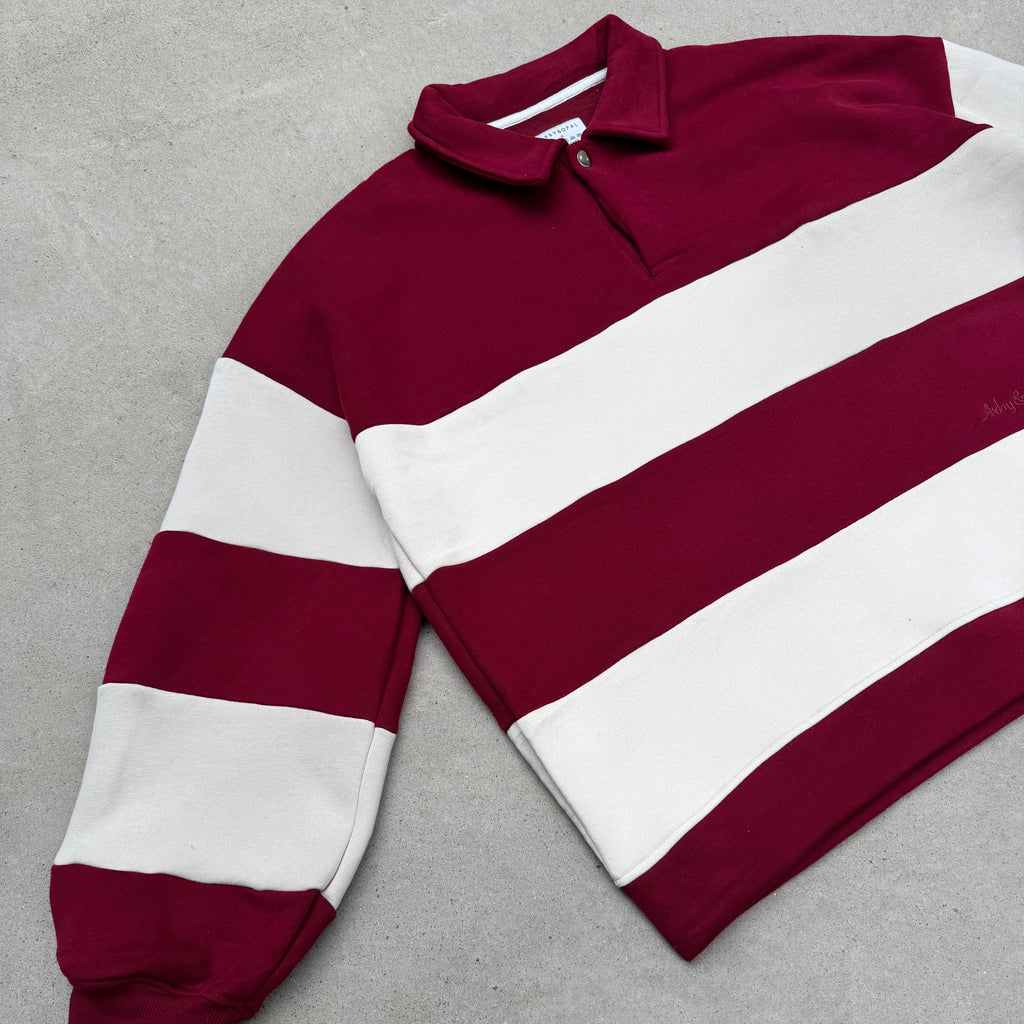 Retro Polo Pullover - Merlot & Cream