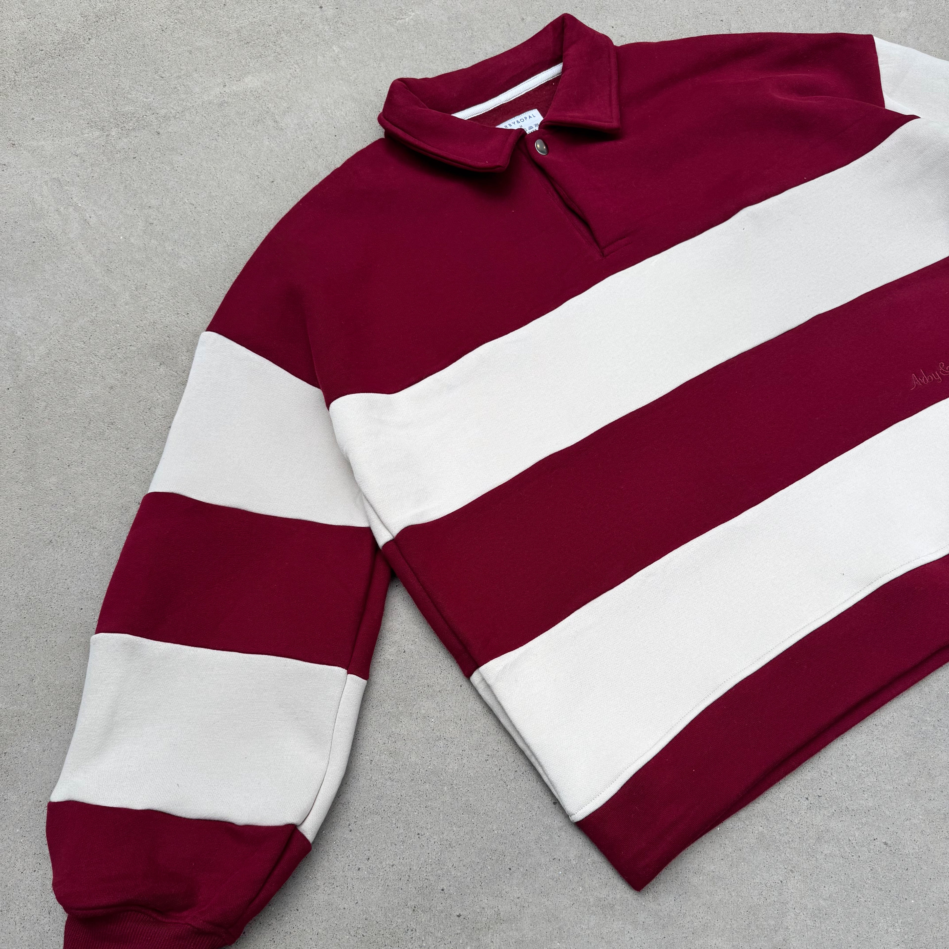 Retro Polo Pullover - Merlot & Cream