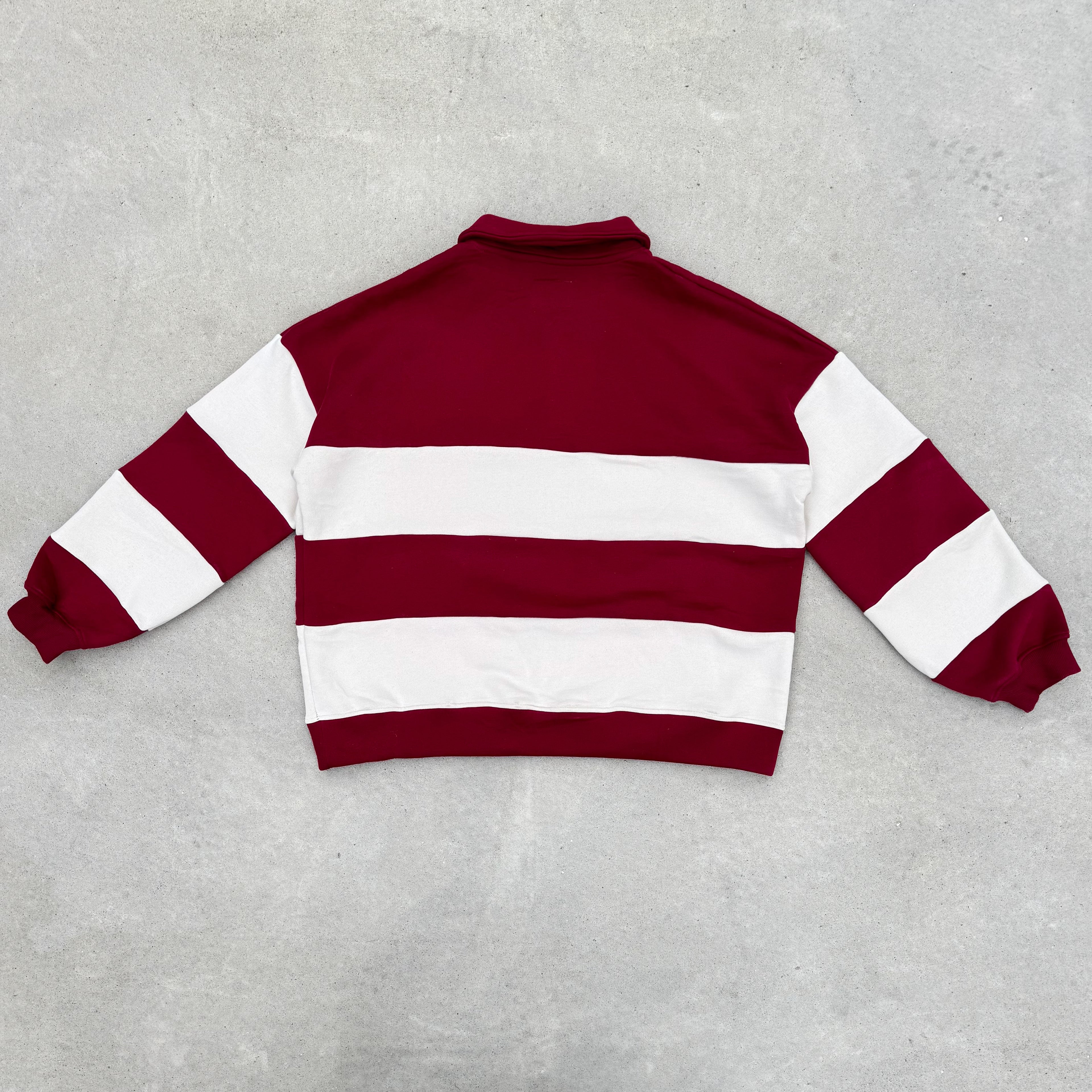 Retro Polo Pullover - Merlot & Cream