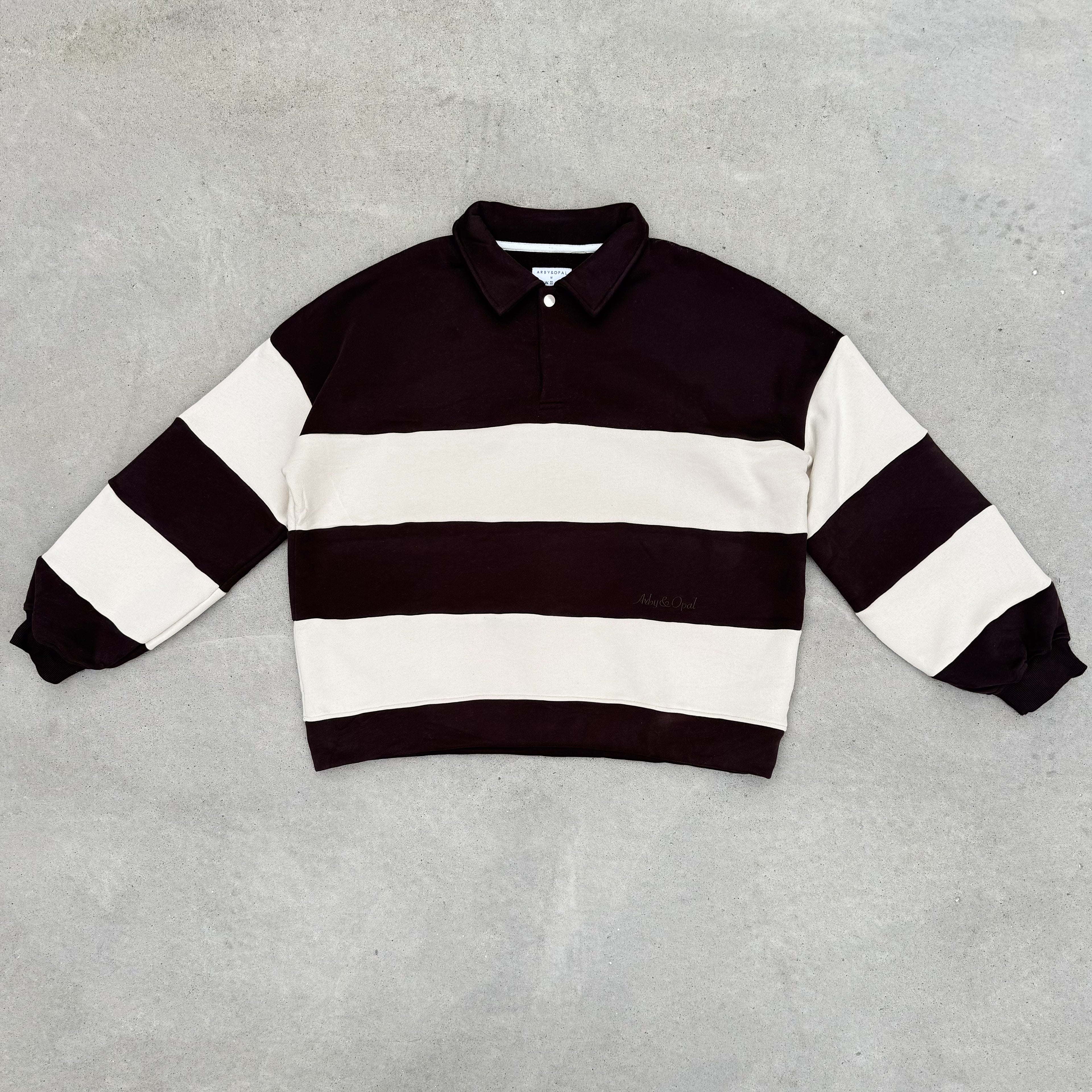 Retro Polo Pullover - Cocoa Bean & Cream