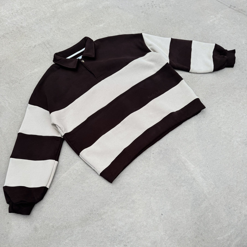 Retro Polo Pullover - Cocoa Bean & Cream