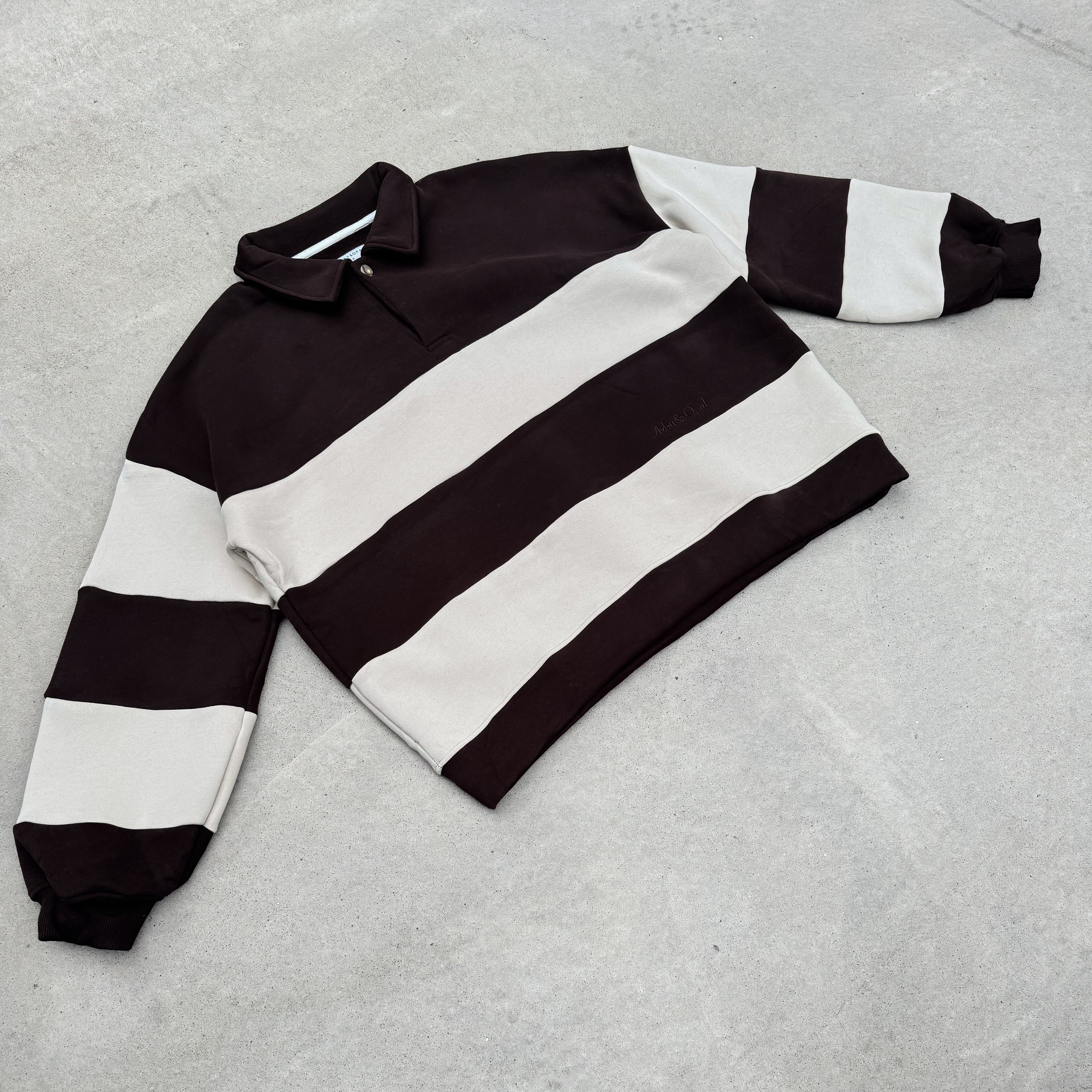 Retro Polo Pullover - Cocoa Bean & Cream
