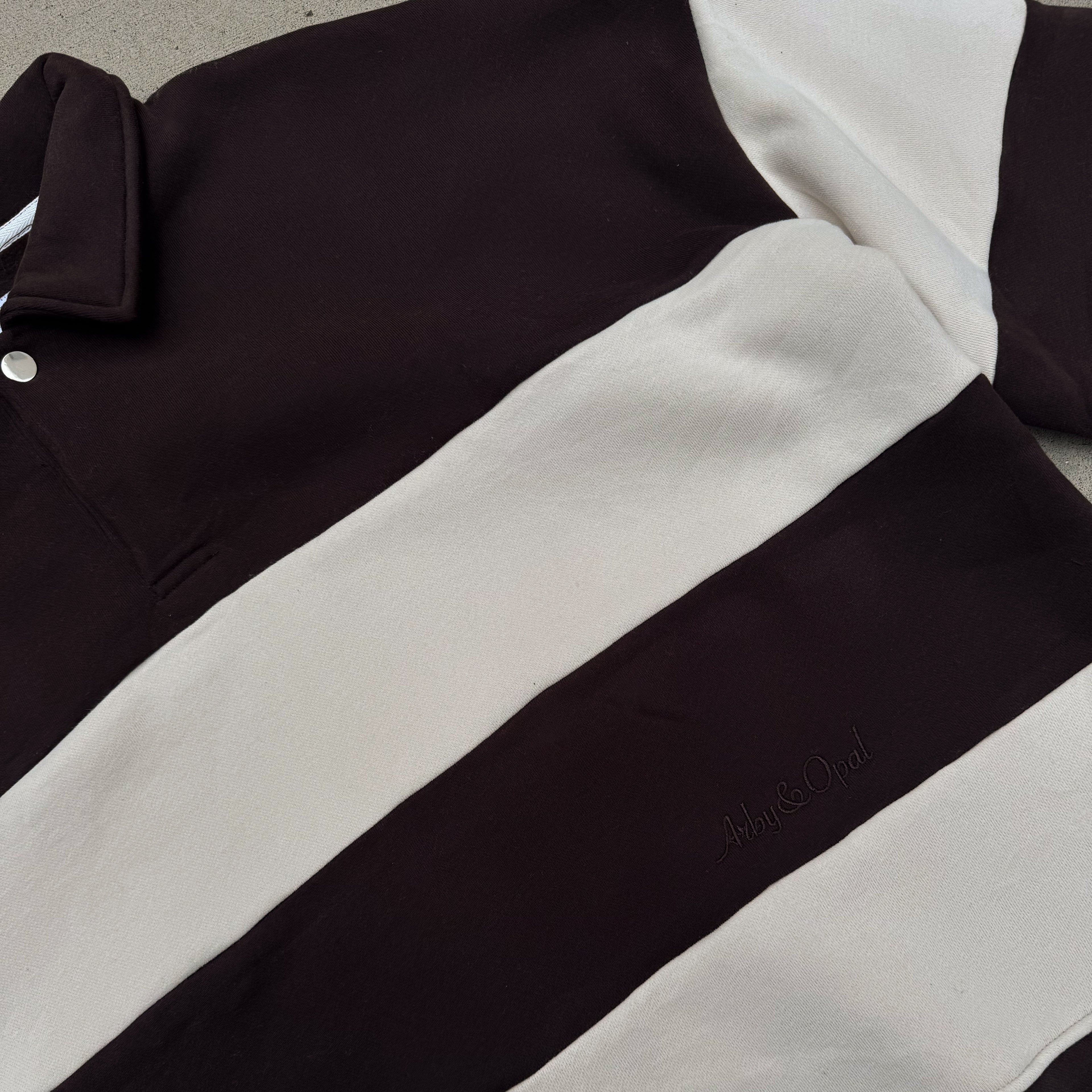 Retro Polo Pullover - Cocoa Bean & Cream