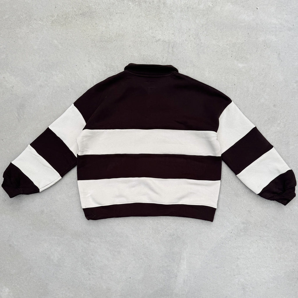 Retro Polo Pullover - Cocoa Bean & Cream