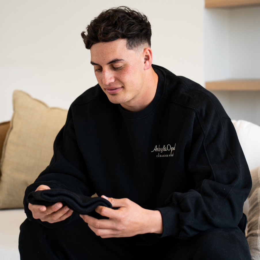 Classics Collection - UNISEX Full Length Crewneck - BLACK