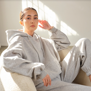 PRE-ORDER Unisex Full Length lounge hoodie - grey marle